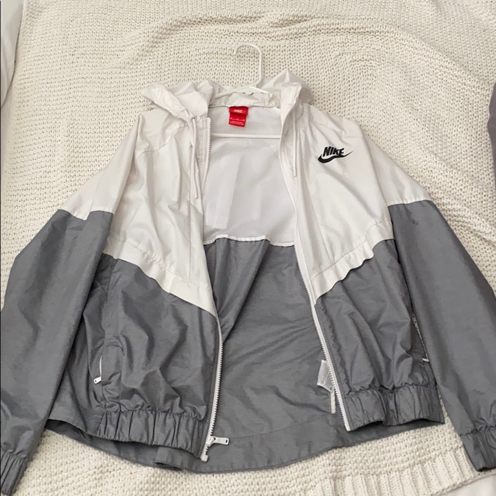 Grey and White Nike Windbreaker
